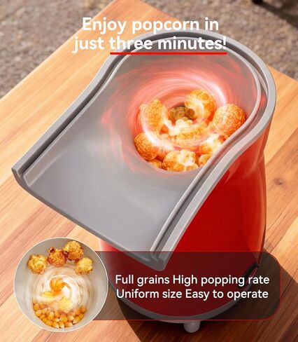 5.0Health Upgrade - Popcorn Machine,Butter Melter.3-Minute Quick Po Pcorn Popcorn maker,Oil-Free And EasyTo Clean. Air Popcorn Machine - Perfect For Family Movie Nights And Kids' Parties,Bright red in Saudi Arabia