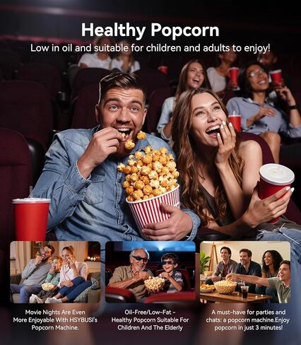 5.0Health Upgrade - Popcorn Machine,Butter Melter.3-Minute Quick Po Pcorn Popcorn maker,Oil-Free And EasyTo Clean. Air Popcorn Machine - Perfect For Family Movie Nights And Kids' Parties,Bright red in Saudi Arabia