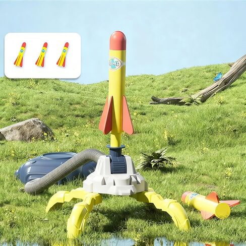 Aeroglyph Rocket Launcher for Kids, 3 Rockets - Fun Backyard & Outdoor Kids Toys Gifts for Boys & Girls - High Flying Toy Foam Blaster Set - Multi-Player Adjustable Launch Stand in Saudi Arabia