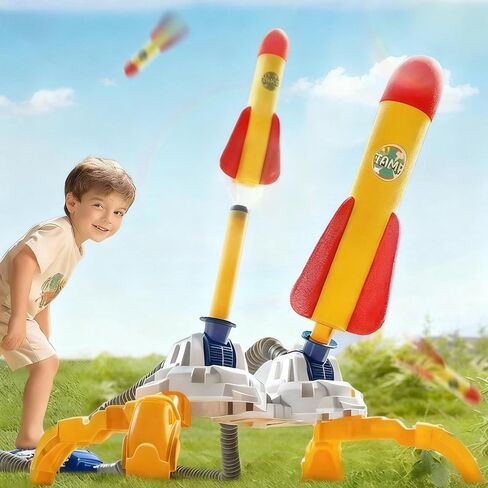 Aeroglyph Rocket Launcher for Kids, 3 Rockets - Fun Backyard & Outdoor Kids Toys Gifts for Boys & Girls - High Flying Toy Foam Blaster Set - Multi-Player Adjustable Launch Stand in Saudi Arabia