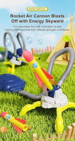 Aeroglyph Rocket Launcher for Kids, 3 Rockets - Fun Backyard & Outdoor Kids Toys Gifts for Boys & Girls - High Flying Toy Foam Blaster Set - Multi-Player Adjustable Launch Stand in Saudi Arabia