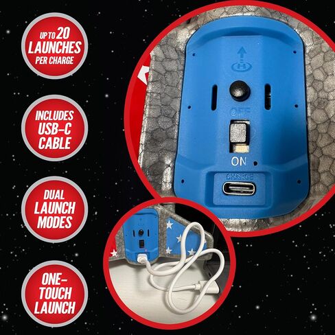 Hyper Drive - صاروخ SkyTwister - صاروخ إطلاق كهربائي قابل لإعادة الشحن مع نشر المظلة - يطير حتى 200 قدم - لعبة آمنة للأطفال من سن 8 سنوات فما فوق - مجموعة إطلاق قائمة بذاتها بالكامل in Saudi Arabia
