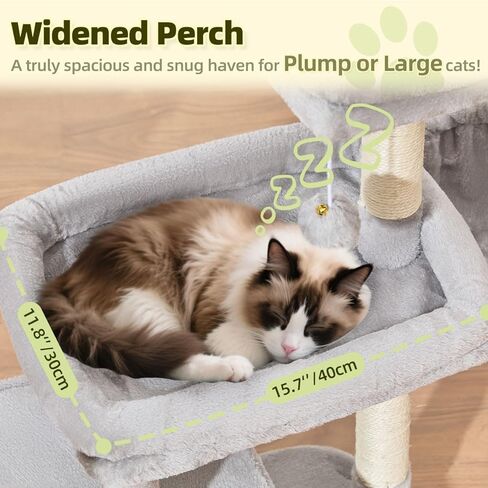 Taoqimiao Cat Tree، برج القطط مقاس 32.2 بوصة للقطط الداخلية، شقة للقطط مع مجثم قطط كبير، كهف واسع للقطط، أعمدة خدش للقطط الصغيرة والمتوسطة، رمادي فاتح MS043W in Saudi Arabia
