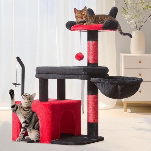 Taoqimiao Cat Tree، برج القطط مقاس 32.2 بوصة للقطط الداخلية، شقة للقطط مع مجثم قطط كبير، كهف واسع للقطط، أعمدة خدش للقطط الصغيرة والمتوسطة، رمادي فاتح MS043W in Saudi Arabia