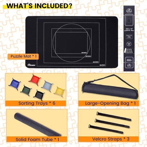 حصيرة ألغاز مطاطية قابلة للطي، لوحة حفظ الصور المقطوعة غير لامعة مقاس 46 بوصة × 26 بوصة حتى 1500 1000 500 قطعة، حقيبة تخزين سفر مطورة مع 6 صواني فرز، حافظة محمولة مع قاعدة غير قابلة للانزلاق. in Kuwait