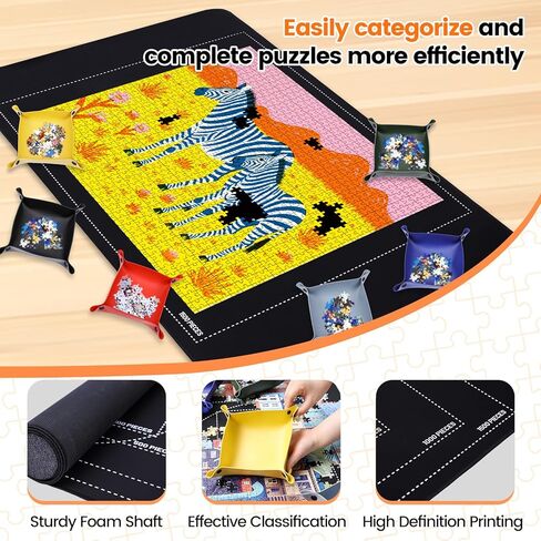 حصيرة ألغاز مطاطية قابلة للطي، لوحة حفظ الصور المقطوعة غير لامعة مقاس 46 بوصة × 26 بوصة حتى 1500 1000 500 قطعة، حقيبة تخزين سفر مطورة مع 6 صواني فرز، حافظة محمولة مع قاعدة غير قابلة للانزلاق. in Kuwait