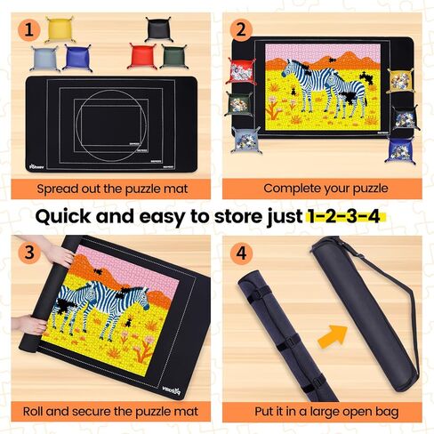 حصيرة ألغاز مطاطية قابلة للطي، لوحة حفظ الصور المقطوعة غير لامعة مقاس 46 بوصة × 26 بوصة حتى 1500 1000 500 قطعة، حقيبة تخزين سفر مطورة مع 6 صواني فرز، حافظة محمولة مع قاعدة غير قابلة للانزلاق. in Kuwait