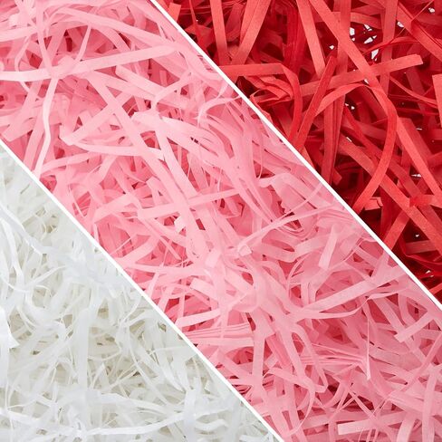 Rainmae Valentine's Day Gift Basket Filler Bulk, Red White Pink Crinkle Cut Paper Shred Filler for Gift Box, Basket Filling for DIY Crafts Gift Wrapping,Wedding Anniversary Party Decorations 10oz/300g in Saudi Arabia