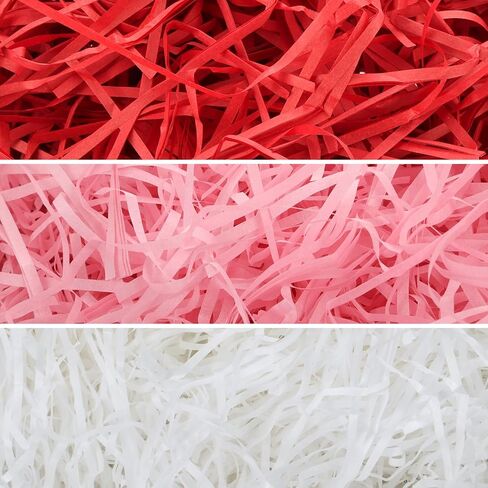 Rainmae Valentine's Day Gift Basket Filler Bulk, Red White Pink Crinkle Cut Paper Shred Filler for Gift Box, Basket Filling for DIY Crafts Gift Wrapping,Wedding Anniversary Party Decorations 10oz/300g in Saudi Arabia