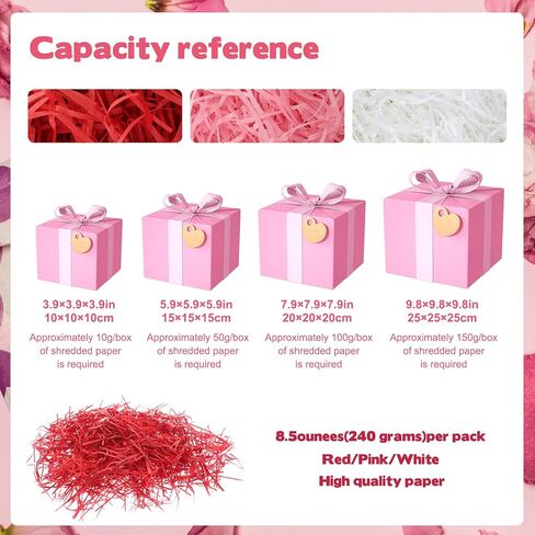 Rainmae Valentine's Day Gift Basket Filler Bulk, Red White Pink Crinkle Cut Paper Shred Filler for Gift Box, Basket Filling for DIY Crafts Gift Wrapping,Wedding Anniversary Party Decorations 10oz/300g in Saudi Arabia