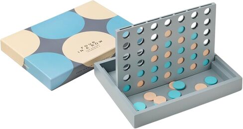 PrintWorks Four in A Row - لعبة Wooden Connect 4 للبالغين والعائلات مع 42 قرص لعب - 2 لاعبين - متعة عائلية للبالغين in Kuwait