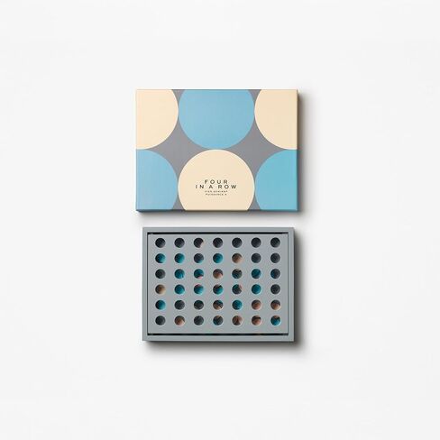 PrintWorks Four in A Row - لعبة Wooden Connect 4 للبالغين والعائلات مع 42 قرص لعب - 2 لاعبين - متعة عائلية للبالغين in Kuwait