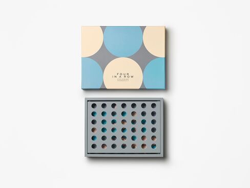 PrintWorks Four in A Row - لعبة Wooden Connect 4 للبالغين والعائلات مع 42 قرص لعب - 2 لاعبين - متعة عائلية للبالغين in Kuwait
