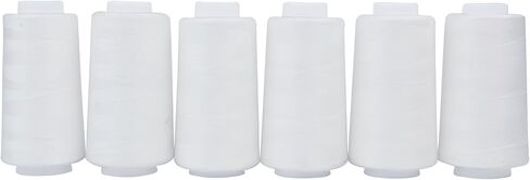 All Purpose Knotless Polyester Sewing Thread 40S/2 (Tex27) 6 Cones of 3000 Yards Each Spool Thread Total 18000 Yards for Serger Sewing Machine Quilting Piecing Overlock Hand Stitching (white) in Saudi Arabia