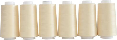 All Purpose Knotless Polyester Sewing Thread 40S/2 (Tex27) 6 Cones of 3000 Yards Each Spool Thread Total 18000 Yards for Serger Sewing Machine Quilting Piecing Overlock Hand Stitching (white) in Saudi Arabia