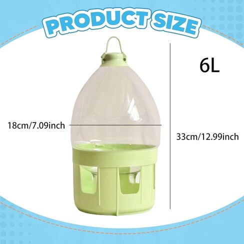 Pigeon Water Dispenser Drinker Bottle Automatic Water Pot Container,Bird Drinker,for Budgie Chicken Parrots Duck Hamster, 6L in Saudi Arabia