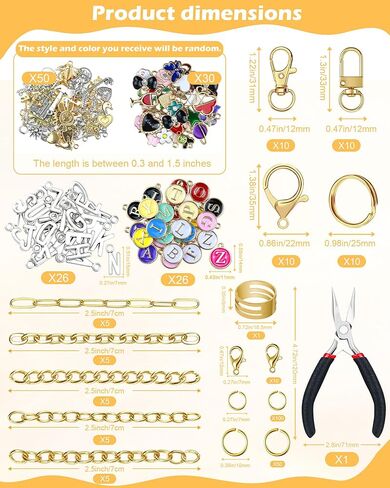 FIVEIZERO 359Pcs Charms Lip Gloss Keychain Making Kit, Charm Making Kit, Bag Charm Kit, Keychain Clips, Lobster Clasps, Jump Rings, Extender Chain & Tools, Keychain Charms for DIY and Jewelry Making in Saudi Arabia