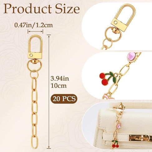 20 قطعة من مجموعة صنع سلسلة المفاتيح الذهبية، سلاسل خطاف دوارة بحلقة مفاتيح، مجموعة سلسلة مفاتيح ممتدة لصنع المجوهرات وحقائب اليد in Kuwait