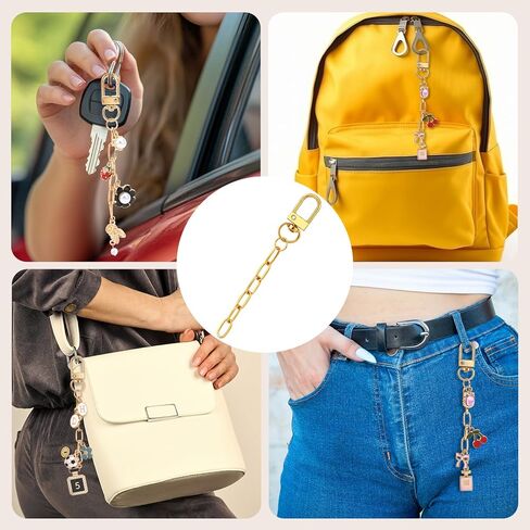 20 قطعة من مجموعة صنع سلسلة المفاتيح الذهبية، سلاسل خطاف دوارة بحلقة مفاتيح، مجموعة سلسلة مفاتيح ممتدة لصنع المجوهرات وحقائب اليد in Kuwait