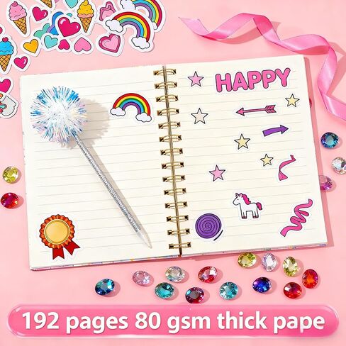 2 حزمة مجلة للفتيات، 192 صفحة مذكرات أطفال، دفتر ملاحظات حلزوني يونيكورن بوني أكسولوتل، للفتيات بعمر 6-12 سنة، سجل قصاصات الحرف الفنية، مجموعة مجلة مبطنة A5 لكتابة الرسم، هدية لعيد الميلاد وعيد الميلاد in Kuwait