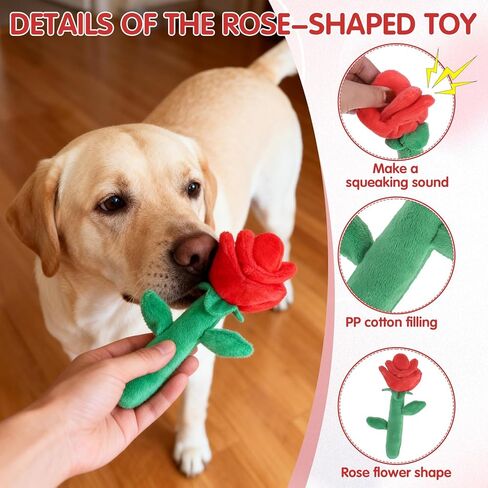 EXPAWLORER Dog Valentine's Day Costume Set - Cute Pet Outfit Set Including Red Heart Headwear & Rose Flower Toy Adjustable Headband for Small Medium Pet Holiday Birthday Wedding Party Dress up in Saudi Arabia