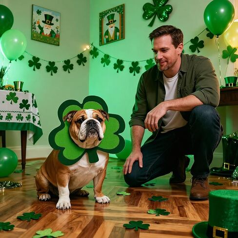 3 PCS Holiday Dog Outfits Set, Valentine’s Day, St. Patrick’s Day, Easter Dog Outfits with Adjustable Headband for Medium Large Dogs, Dog Cat Holiday Party Costumes and Supplies (L: 16"-22") in Saudi Arabia