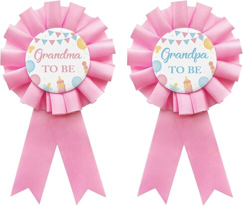 2 PCS Pink Grandma & Grandpa To Be Badge Pins - Tinplate Button for Baby Shower & Gender Reveal Party Gift Decorations in Saudi Arabia