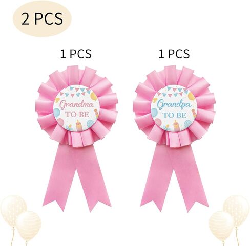 2 PCS Pink Grandma & Grandpa To Be Badge Pins - Tinplate Button for Baby Shower & Gender Reveal Party Gift Decorations in Saudi Arabia