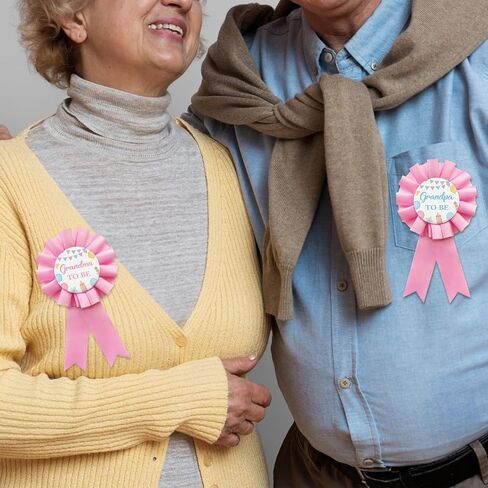 2 PCS Pink Grandma & Grandpa To Be Badge Pins - Tinplate Button for Baby Shower & Gender Reveal Party Gift Decorations in Saudi Arabia