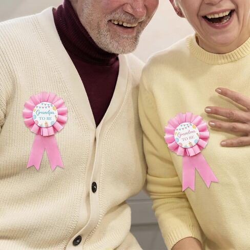 2 PCS Pink Grandma & Grandpa To Be Badge Pins - Tinplate Button for Baby Shower & Gender Reveal Party Gift Decorations in Saudi Arabia