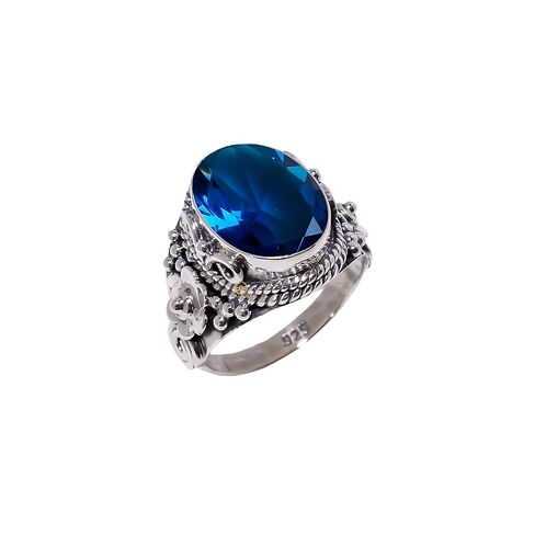 Handmade Blue Sapphire Ring – 925 Sterling Silver Oval Statement Ring for Women, Bohemian Chic Gemstone Jewelry, Vintage Style, September Birthstone, Gift for Her in Saudi Arabia