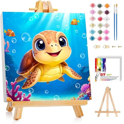 bleihum Game Paint by Numbers Kit for Kids with Frame Wooden Easel, Controller Paint by Number Kids, DIY Acrylic Painting by Numbers for Teen Boys Gamer Room Decor 8x8 Inch in Saudi Arabia