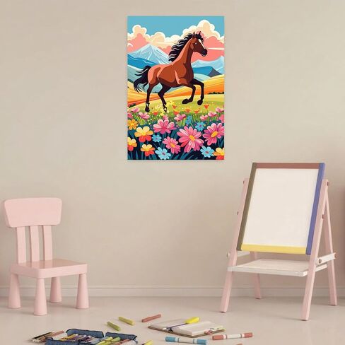 Arttoplus Paint by Numbers Kit for Kids with Frame, Horse Paint by Numbers for Kids Ages 8-12 with Wooden Easel,Easy DIY Animal Acrylic Oil Painting by Number Kid for Gift Home Wall Decor(8x12 inch) in Saudi Arabia