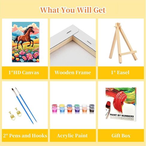 Arttoplus Paint by Numbers Kit for Kids with Frame, Horse Paint by Numbers for Kids Ages 8-12 with Wooden Easel,Easy DIY Animal Acrylic Oil Painting by Number Kid for Gift Home Wall Decor(8x12 inch) in Saudi Arabia