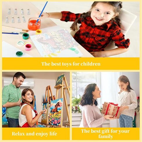 Arttoplus Paint by Numbers Kit for Kids with Frame, Horse Paint by Numbers for Kids Ages 8-12 with Wooden Easel,Easy DIY Animal Acrylic Oil Painting by Number Kid for Gift Home Wall Decor(8x12 inch) in Saudi Arabia