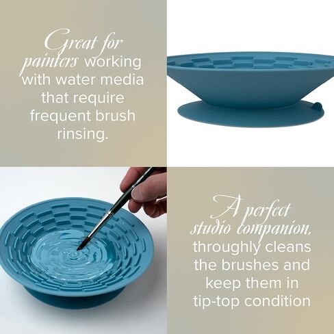 Silver Brush Limited 9057 Silver Essentials 500ml/16.9oz Round Brush Cleaning Silicone Bowl, Leak-Proof Paint Brush Water Cup for Water Media Painting, for Studio, Travel, and Plein Air, Blue, 2 Pack in Saudi Arabia