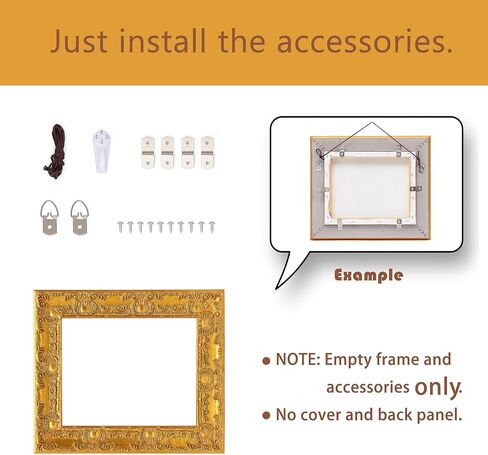 إطار قماش مزخرف ذهبي عتيق مقاس 12 × 16، إطار عائم من الخشب الصلب، إطارات معرض الباروك للوحات الزيتية والمطبوعات الفنية، إطارات عائمة للرسم على القماش (12 × 16) in Kuwait