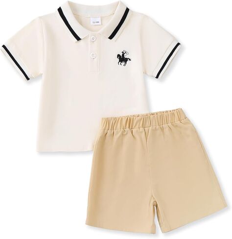 NZRVAWS Toddler Baby Boy Clothes 3 6 9 12 18 Months 2 3T Summer Spring Polo Shirt Shorts Sleeves Set Button Outfits 2 PCS in Saudi Arabia