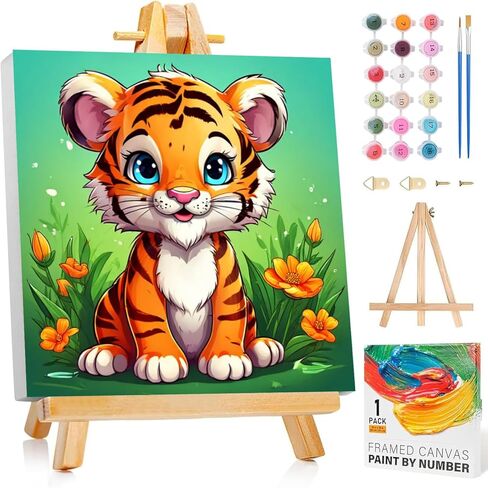 Arttoplus Paint by Numbers Kit for Kids with Frame, Horse Paint by Numbers for Kids Ages 8-12 with Wooden Easel,Easy DIY Animal Acrylic Oil Painting by Number Kid for Gift Home Wall Decor(8x12 inch) in Saudi Arabia