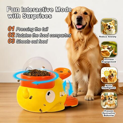 Duck Dog Treat Dispenser Toy for Small Breeds - Interactive Slow Feeder Puzzle & Food Dispensing Toy, Mental Stimulation Puppy Chew Toy for Healthy Digestion & IQ Training (Yellow) in Kuwait