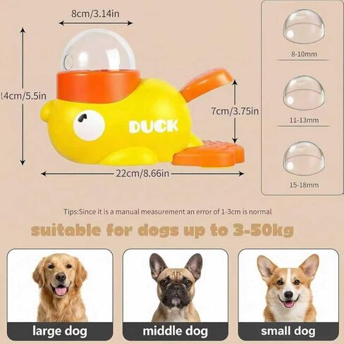 Duck Dog Treat Dispenser Toy for Small Breeds - Interactive Slow Feeder Puzzle & Food Dispensing Toy, Mental Stimulation Puppy Chew Toy for Healthy Digestion & IQ Training (Yellow) in Kuwait