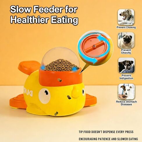 Duck Dog Treat Dispenser Toy for Small Breeds - Interactive Slow Feeder Puzzle & Food Dispensing Toy, Mental Stimulation Puppy Chew Toy for Healthy Digestion & IQ Training (Yellow) in Kuwait