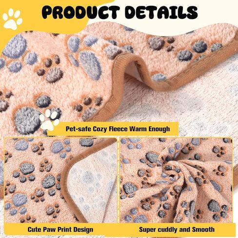 4 قطع من بطانيات الحيوانات الأليفة الناعمة الفاخرة القابلة للغسل، بطانيات فلانيل مقاس 23 بوصة × 16 بوصة للكلاب والجرو والقطط، بني/وردي/أبيض/قهوة in Kuwait