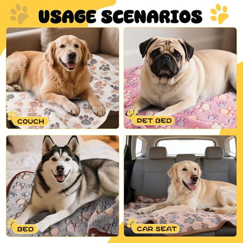 4 قطع من بطانيات الحيوانات الأليفة الناعمة الفاخرة القابلة للغسل، بطانيات فلانيل مقاس 23 بوصة × 16 بوصة للكلاب والجرو والقطط، بني/وردي/أبيض/قهوة in Kuwait