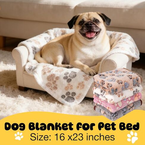 4 قطع من بطانيات الحيوانات الأليفة الناعمة الفاخرة القابلة للغسل، بطانيات فلانيل مقاس 23 بوصة × 16 بوصة للكلاب والجرو والقطط، بني/وردي/أبيض/قهوة in Kuwait