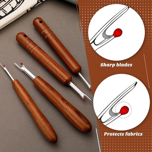 ZMAAGG Seam Ripper، كسارات الدرزات للخياطة، إزالة الغرز بمقبض خشبي للخياطة والحرف اليدوية (كبيرة) in Kuwait