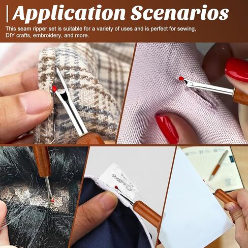 ZMAAGG Seam Ripper، كسارات الدرزات للخياطة، إزالة الغرز بمقبض خشبي للخياطة والحرف اليدوية (كبيرة) in Kuwait