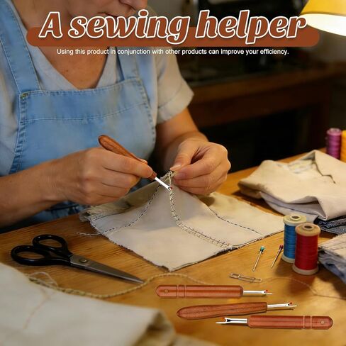 ZMAAGG Seam Ripper، كسارات الدرزات للخياطة، إزالة الغرز بمقبض خشبي للخياطة والحرف اليدوية (كبيرة) in Kuwait