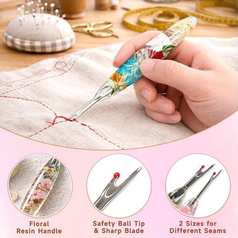 Reessy Seam Ripper Set, Small & Large Stitch Remover Tools with Resin Handles, Thread Pick Seam Cutter for Sewing, Stitch Removal, Alterations, Quilting & Crafts in Kuwait