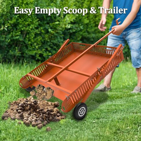 2 in 1 Horse Paddock Cleaner & Trailer, Tow-Behind Trailer Horse Manure Scoop, 2 in 1 Field Cleaner & Scooper for Paddock, Horse Pasture in Kuwait